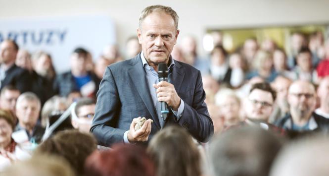 Donald Tusk na spotkaniu z wyborcami, Kartuzy, 19 maja 2023 r.