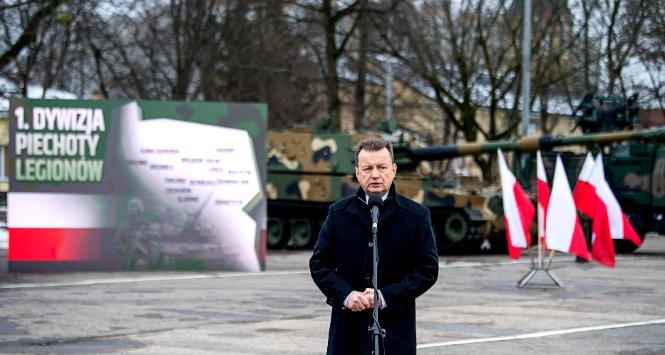 Minister Mariusz Błaszczak utworzenie 1. dywizji piechoty Legionów, 9 stycznia 2023 r.