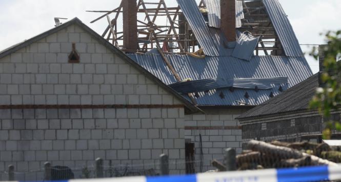 Wyryki, powiat włodawski. Dom zniszczony w nocy, gdy polską przestrzeń powietrzną naruszyły rosyjskie drony, a dowództwo Wojska Polskiego i NATO zdecydowało się kilka z nich zestrzelić. 10 września 2025 r.