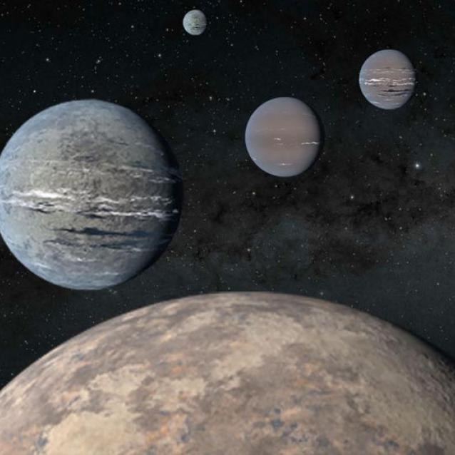 Cztery planety odkryte przez licealistów (piątą, najbardziej oddaloną, odkrył oddzielny zespół astronomów)/NASA, JPL-Caltech