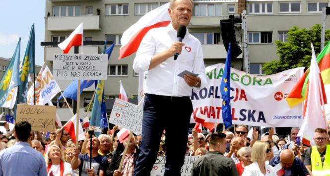 Donald Tusk na wiecu w Nowym Targu, 26 czerwca 2023 r.