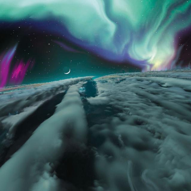 Podobnie jak na Ziemi, Jowiszu i Saturnie, na Uranie występują zorze polarne, gdy cząstki wiatru słonecznego reagują z cząstkami atmosfery.