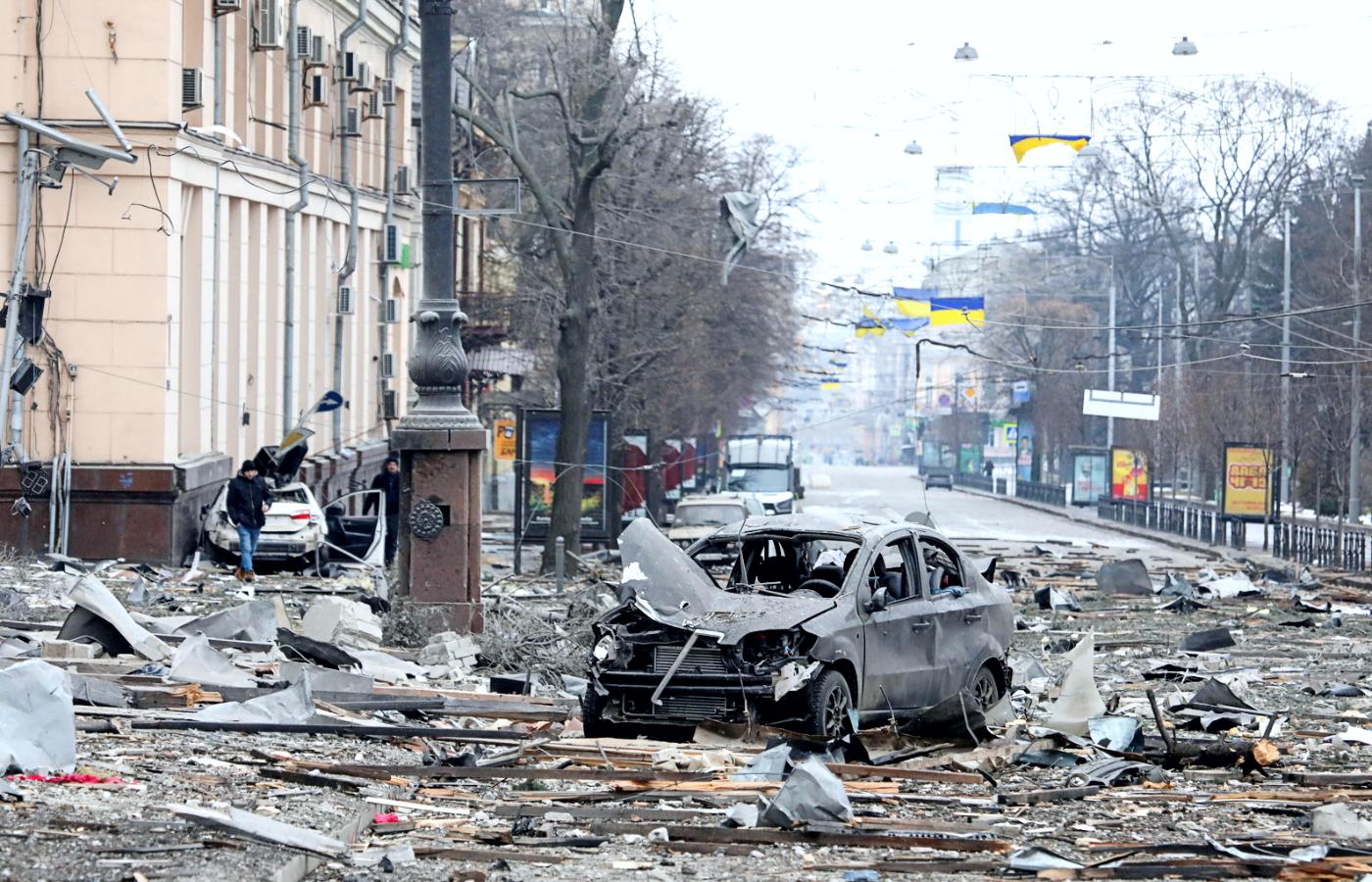 Zniszczenia w Charkowie. 1 marca 2022 r.