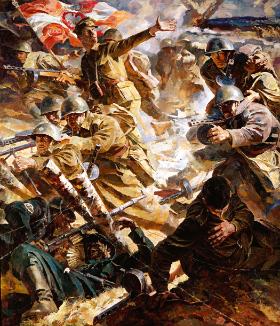 Propagandowa wizja bitwy pod Lenino rosyjskiego malarza Nikołaja Wasiliewicza Owieczkina.