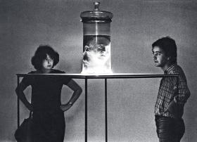 Głowa samego Cesare Lombroso (w formalinie), włoskiego kryminologa i psychiatry, na wystawie w Bolonii, 1978 r.