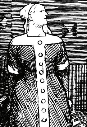 Duńska ilustracja przedstawiająca siostrę Chrobrego Świętosławę, wyobrażenie artysty z XIX w.