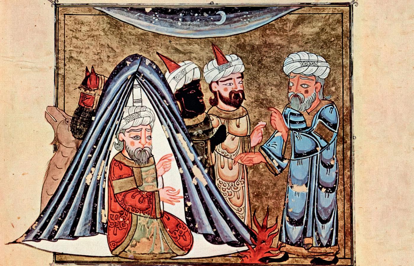 Władca Ghassanidów, arabskich sojuszników Bizancjum w okresie przed-muzułmańskim; miniatura z XIV w.