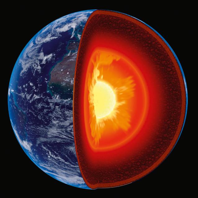 W środku Ziemi znajduje się stałe żelazne jądro rozgrzane do blisko 6000°C.