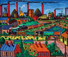 „Pejzaż śląski” obraz Pawła Wróbla (1913–84).