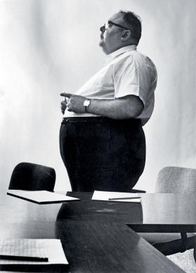 Herman Kahn, amerykański guru analizy strategicznej, pierwowzór Dr. Strangelove’a ze słynnego filmu Stanleya Kubricka, fot. z 1968 r.