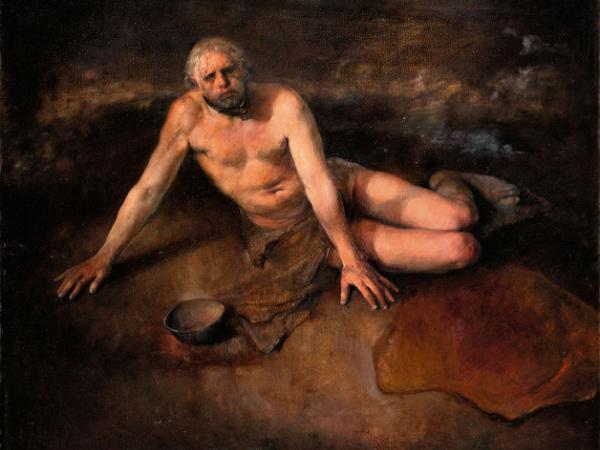 Obraz Odda Nerdruma „Self portrait as a dog”, prezentowany na wystawie „Malarz Północy” w CSW Zamek Ujazdowski.