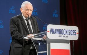Prezes PiS Jarosław Kaczyński podczas wiecu wyborczego Karola Nawrockiego w Siedlcach. 16 marca 2025 r.
