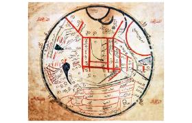Mapa świata Mahmuda Al-Kaszgariego, XI-wiecznego uczonego i leksykografa języków turkijskich.
