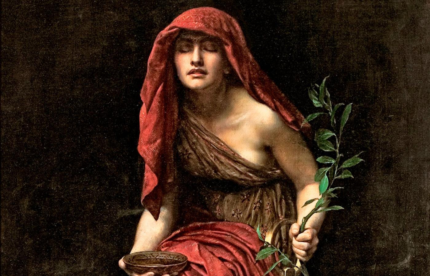 „Wyrocznia Pytia”. Obraz Johna Colliera (1850–1934 r.).