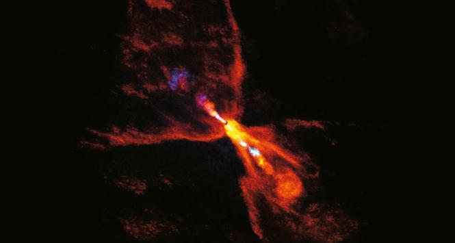 HOPS-315, młoda gwiazda, w której astronomowie zaobserwowali dowody na najwcześniejsze etapy formowania się planet. Obraz wykonany za pomocą interferometru ALMA.