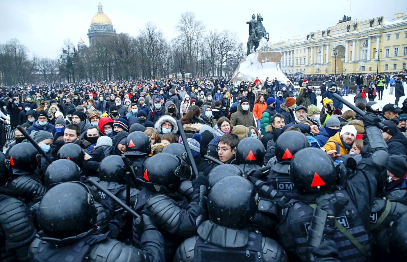 Protest w obronie Aleksieja Nawalnego w Petersburgu