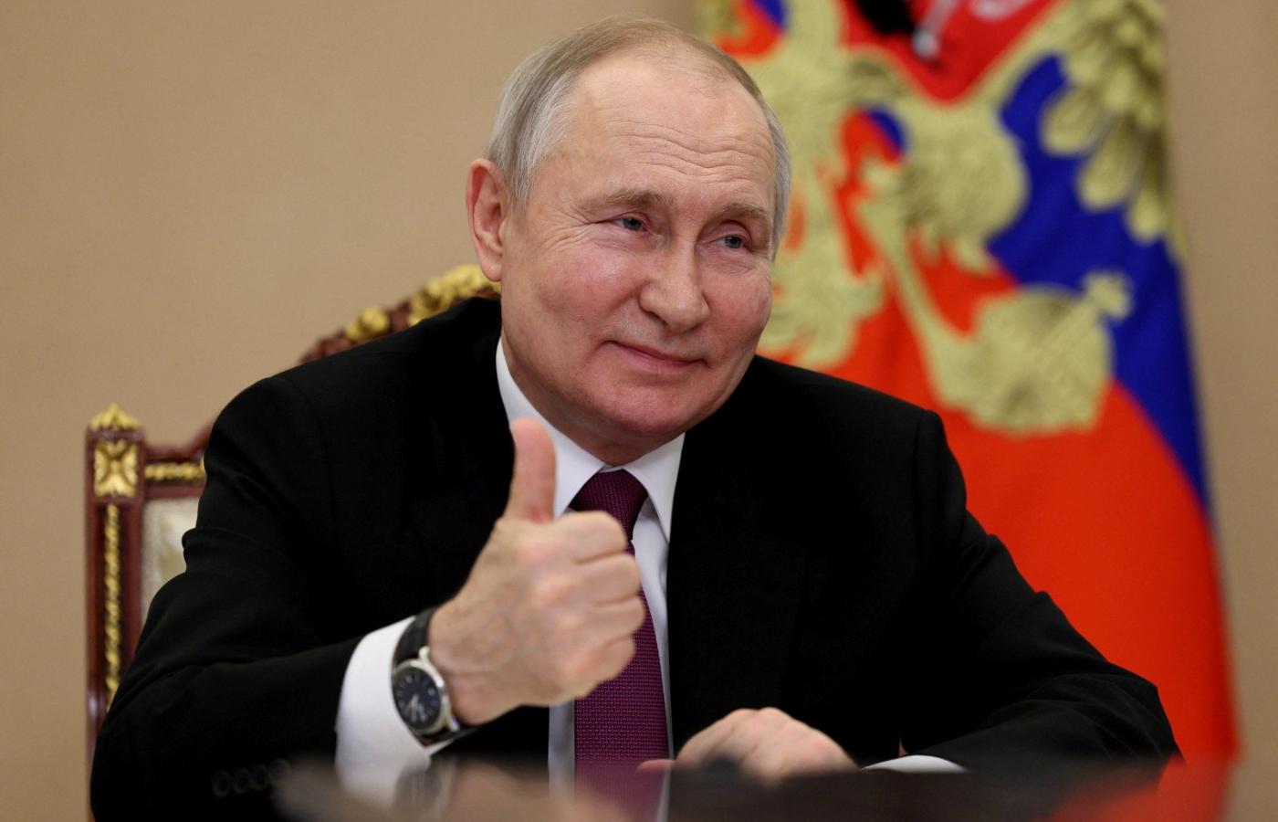 Władimir Putin podczas wideorozmowy. Zdjęcie datowane na 1 czerwca 2023 r.