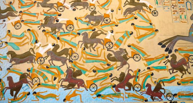 Bitwa pod Kadesz; fragment przerysowanego reliefu z kompleksu świątyń Ramzesa II w Luksorze.