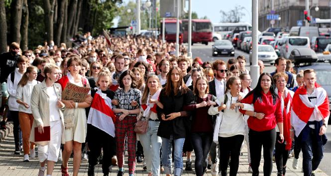 Protest studentów w Mińsku, 1 września 2020 r.