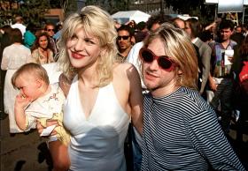 Courtney Love z córką Frances Bean i Kurtem Cobainem.