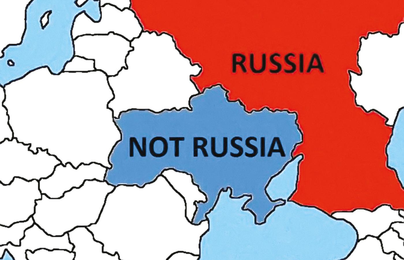 Twitterowa mapa, która jako pomoc dla rosyjskich żołnierzy pokazywała, gdzie jest Rosja, a gdzie nie jest.