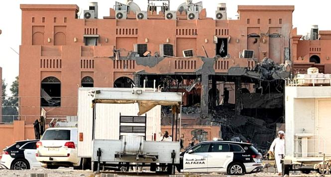 Doha. Zaatakowany przez Izrael budynek, w którym miało odbywać się spotkanie zespołu negocjacyjnego Hamasu, 9 września 2025 r.