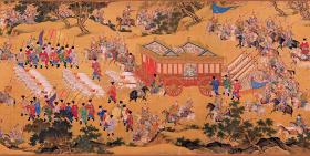 Zwój jedwabny z XVI w.; oryginał ma 26 m długości (fragment dzieła).