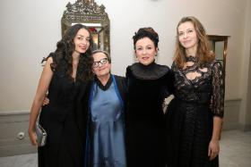 Od lewej: Iryna Wikyrczak, Agnieszka Holland, Olga Tokarczuk i Anna Wanik przed ceremonią wręczenia Nagrody Nobla. 10 grudnia 2019 r. Sztokholm.
