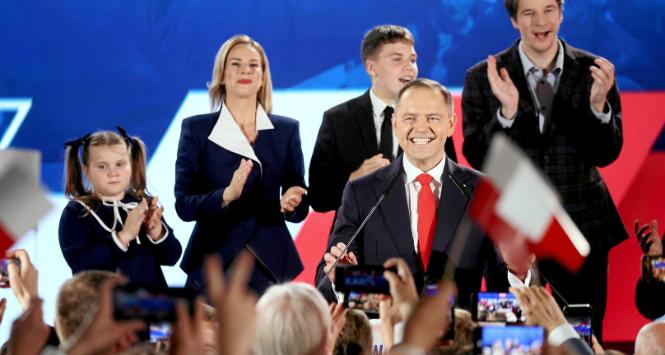 Wieczór wyborczy w sztabie Karola Nawrockiego, 1 czerwca 2025 r.