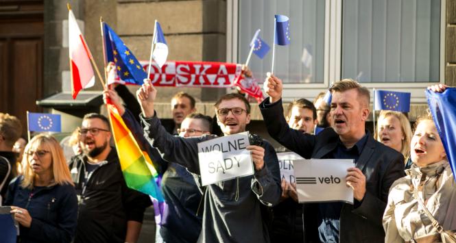 Protest Polaków w Brukseli, 23 lipca 2017