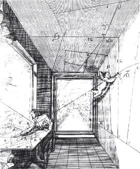Kreślenie tablicy metodą refleksji gnomonicznej; rysunek z 1648 r.
