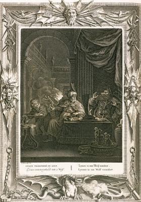 Przemiana człowieka w wilkołaka - grafika z 1731 r.