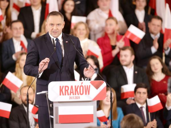 PiS wystawia w wyborach prezydenckich prezesa IPN Karola Nawrockiego. Kraków, 24 listopada 2024 r.