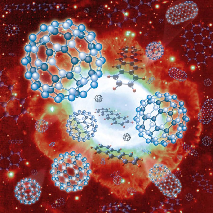 Fulereny zauważono po raz pierwszy w mgławicy planetarnej Tc1 w konstelacji Łabędzia. Cząsteczki te powstają tam z  wielopierścieniowych związków aromatycznych.