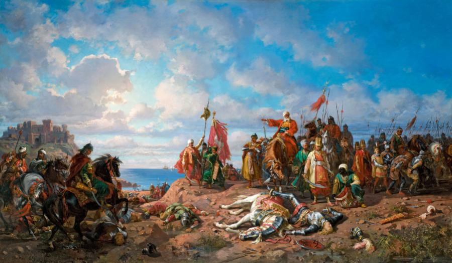 Śmierć Władysława Jagiellończyka pod Warną w 1444 r.; obraz Stanisława Chlebowskiego z XIX w.
