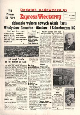 Dodatek nadzwyczajny „Expressu Wieczornego” z niedzieli 21 października 1956 r. wydrukował m.in. obszerne fragmenty listu załogi fabryki samochodów na Żeraniu do VIII Plenum KC PZPR.