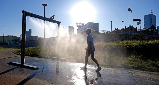 Kurtyna wodna w Katowicach, 1 lipca 2025 r.