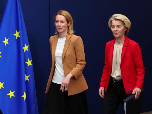 Szefowa unijnej dyplomacji Kaja Kallas oraz przewodnicząca Komisji Europejskiej Ursula von der Leyen