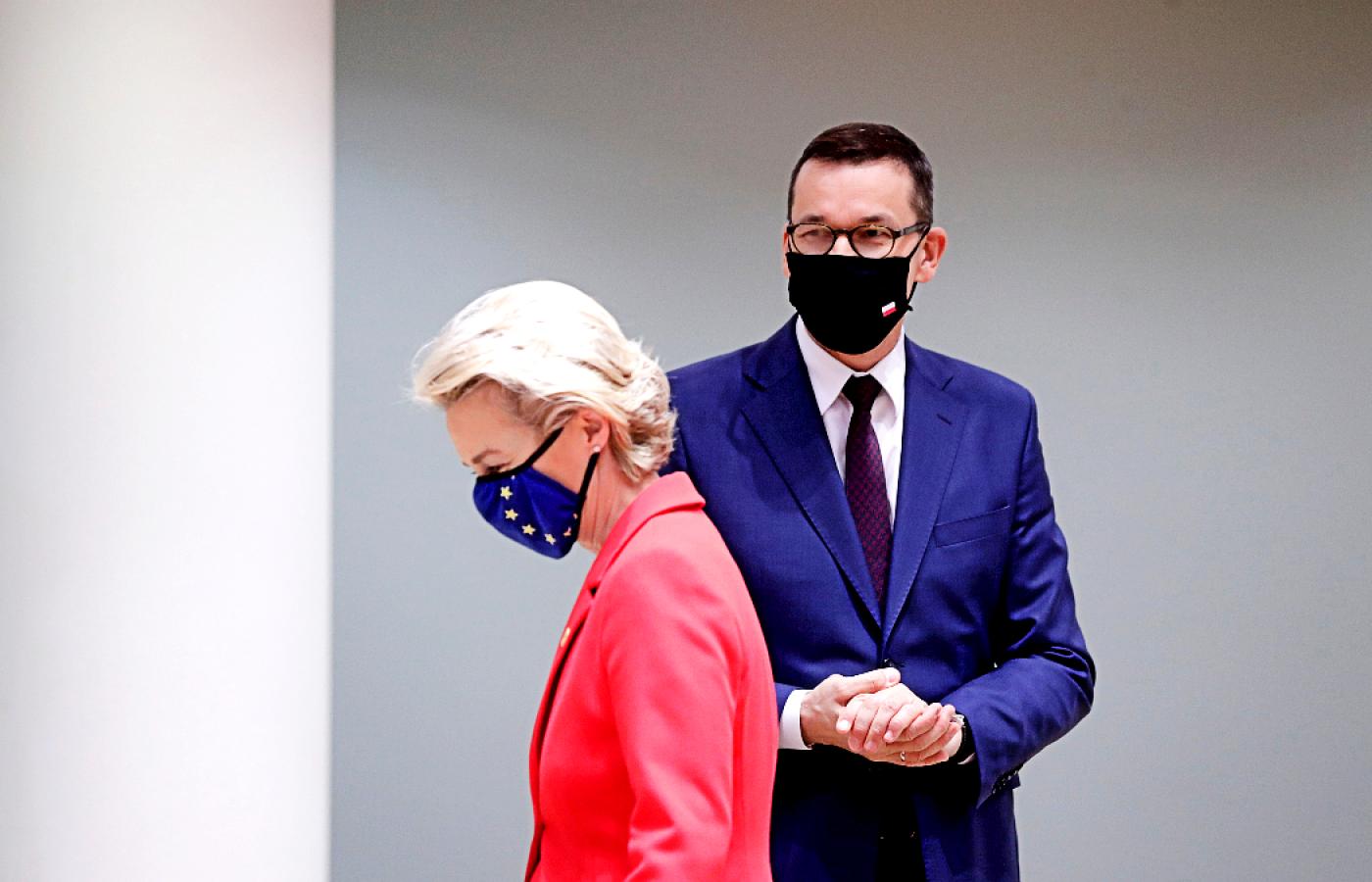 Szefowa Komisji Europejskiej Ursula von der Leyen oraz premier Polski Mateusz Morawiecki. Październik 2020 r.