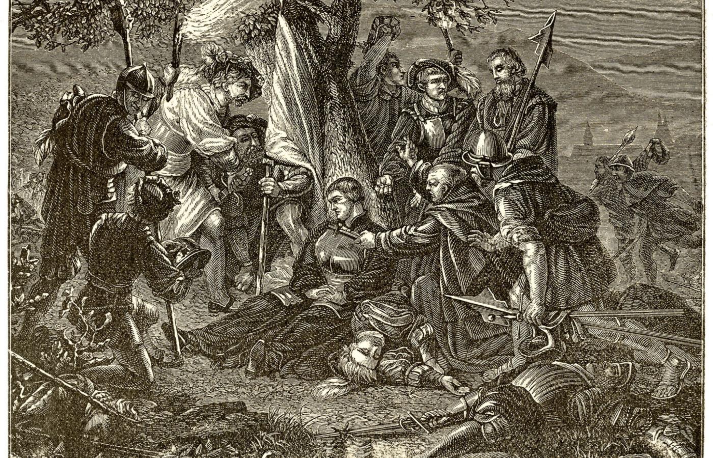 Śmierć Ulricha Zwingliego pod Kappel, ilustracja z epoki
