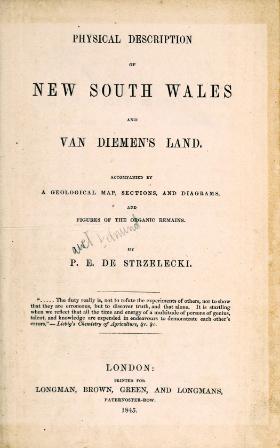 Karta tytułowa książki Strzeleckiego o Australii.