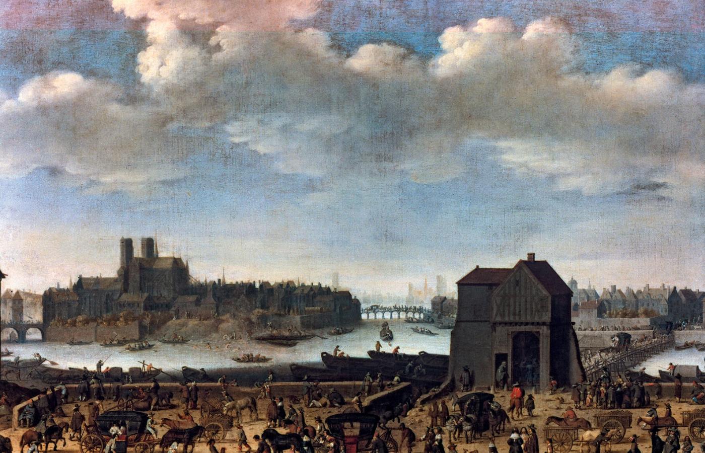 Widok Paryża w 1646 r., malarstwo holenderskie.