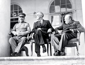 Jałta, 1945 r., Józef Stalin, Franklin Delano Roosevelt, Winston Churchill.
