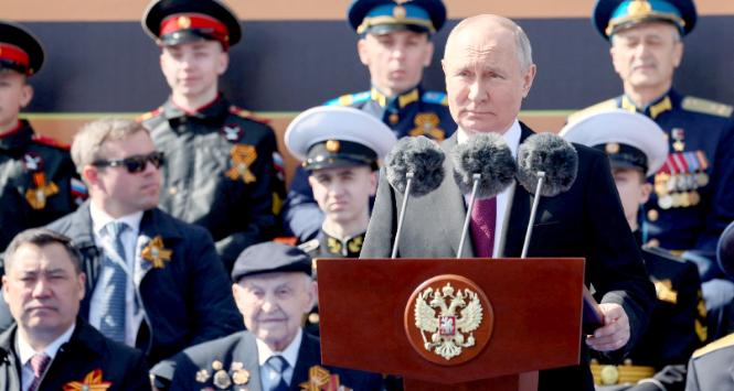 Władimir Putin na pl. Czerwonym, 9 maja 2023 r.