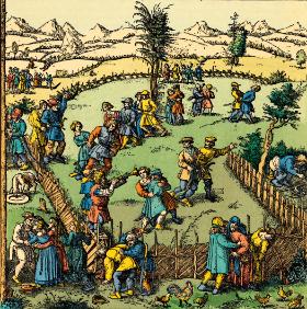 Zabawa we wsi, litografia, XVI w.