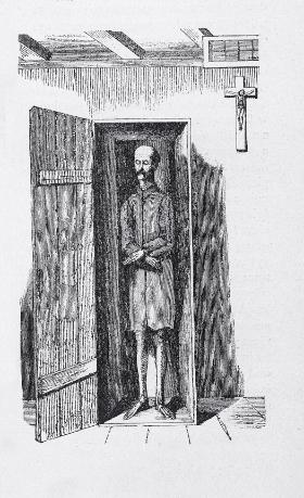 Zmumifikowane zwłoki Władysława Sicińskiego w kościele w Upicie; ilustracja z XIX w.