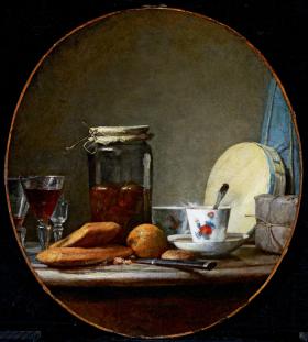 Słój z brzoskwiniami, obraz Jeana Chardina z XVIII w.