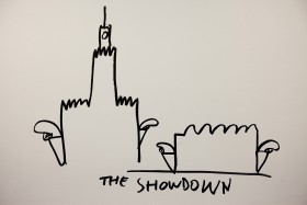 Dan Perjovschi, rok 2011. Coś jakby Pałac Kultury i Nauki...