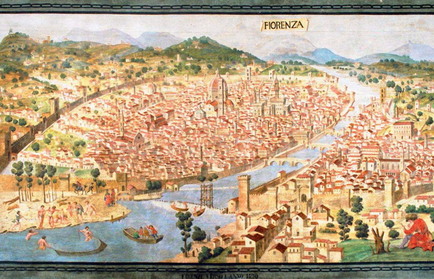Widok Florencji, kopia zaginionego obrazu nieznanego artysty z ok. 1490 r. wykonana w XIX w.