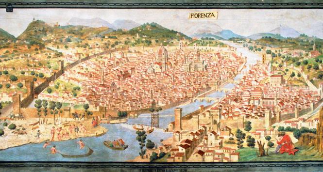 Widok Florencji, kopia zaginionego obrazu nieznanego artysty z ok. 1490 r. wykonana w XIX w.